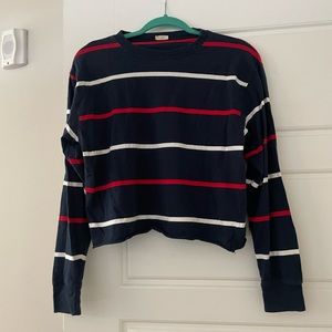 Brandy Melville Striped Cropped Long Sleeve